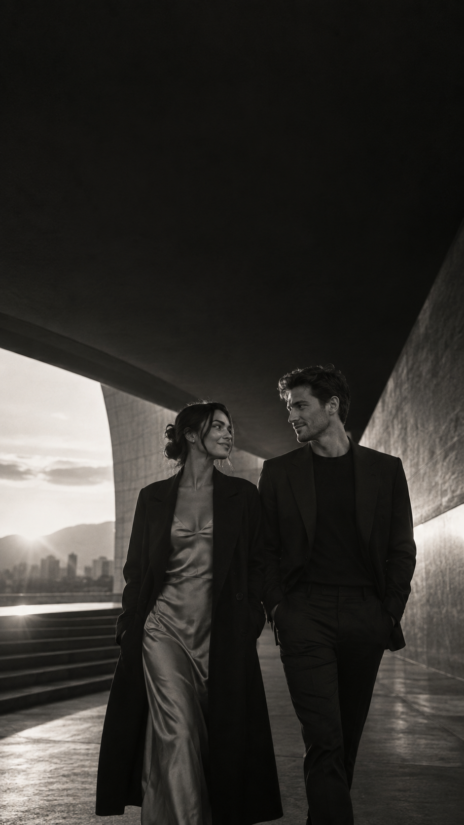 Two people sharing a moment while walking together